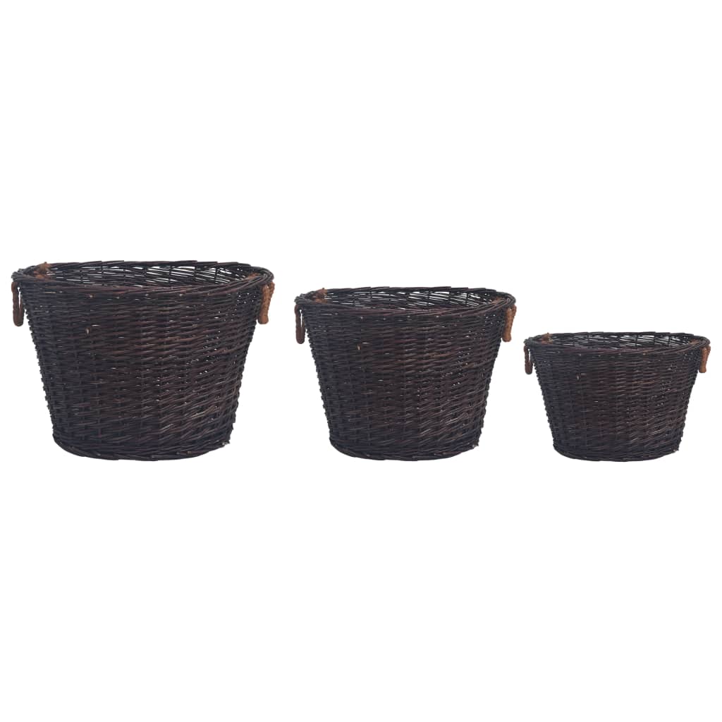 Vidaxl 3-piece wood task set Stackable willow wood dark brown