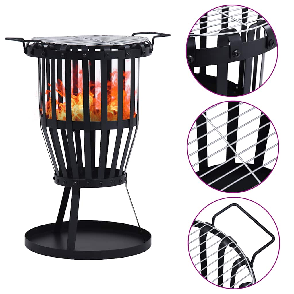 Vidaxl ausserhalb Kamäin mat Barbecue Grill 47,5 cm Stahl