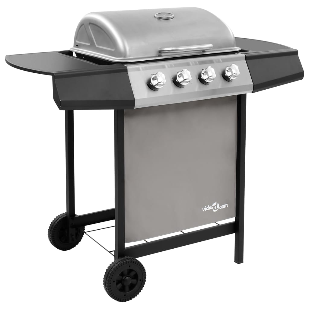 Vidaxl Gasgrill mit 4 Brennern Schwarz und Silber gefärbt