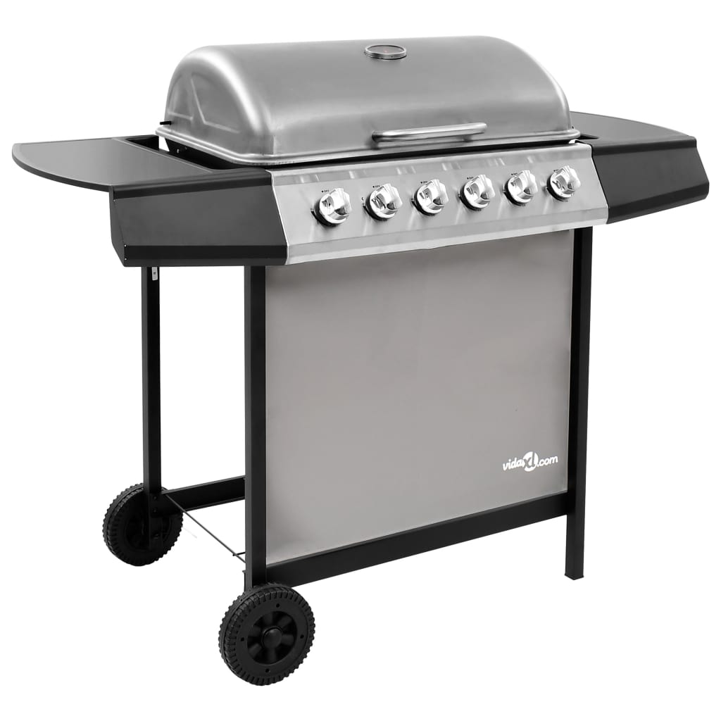 Vidaxl Gas Barbecue con 6 bruciatori di colore nero e argento