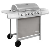 Vidaxl gas barbecue with 6 burners silver colored