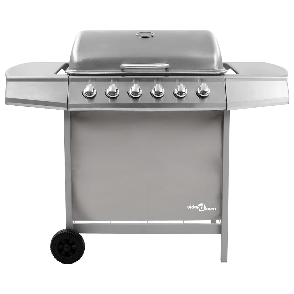 Bidaxl -gasgrill med 6 brännare silverfärgade