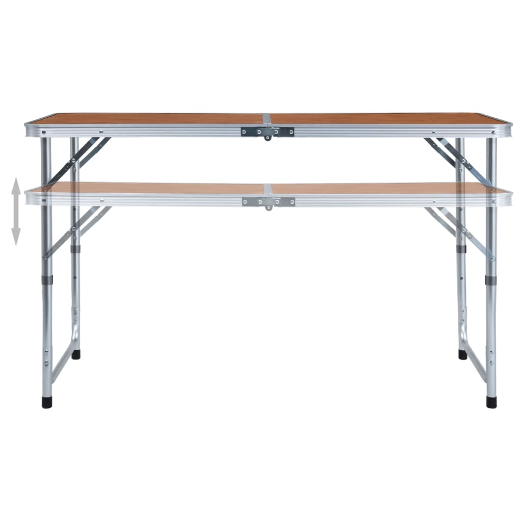 VIDAXL Camping Tabelle zusammenklappbar 120 x 60 cm Aluminium