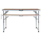 VIDAXL Camping Tabelle zusammenklappbar 120 x 60 cm Aluminium