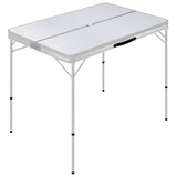 Vidaxl Camping -Tisch faltbar mit 2 Bänken Aluminiumweiß