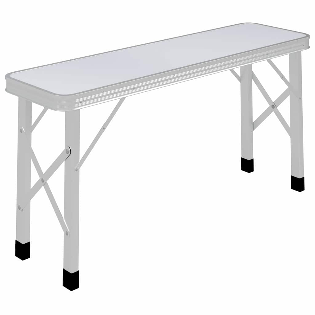 Vidaxl Camping -Tisch faltbar mit 2 Bänken Aluminiumweiß