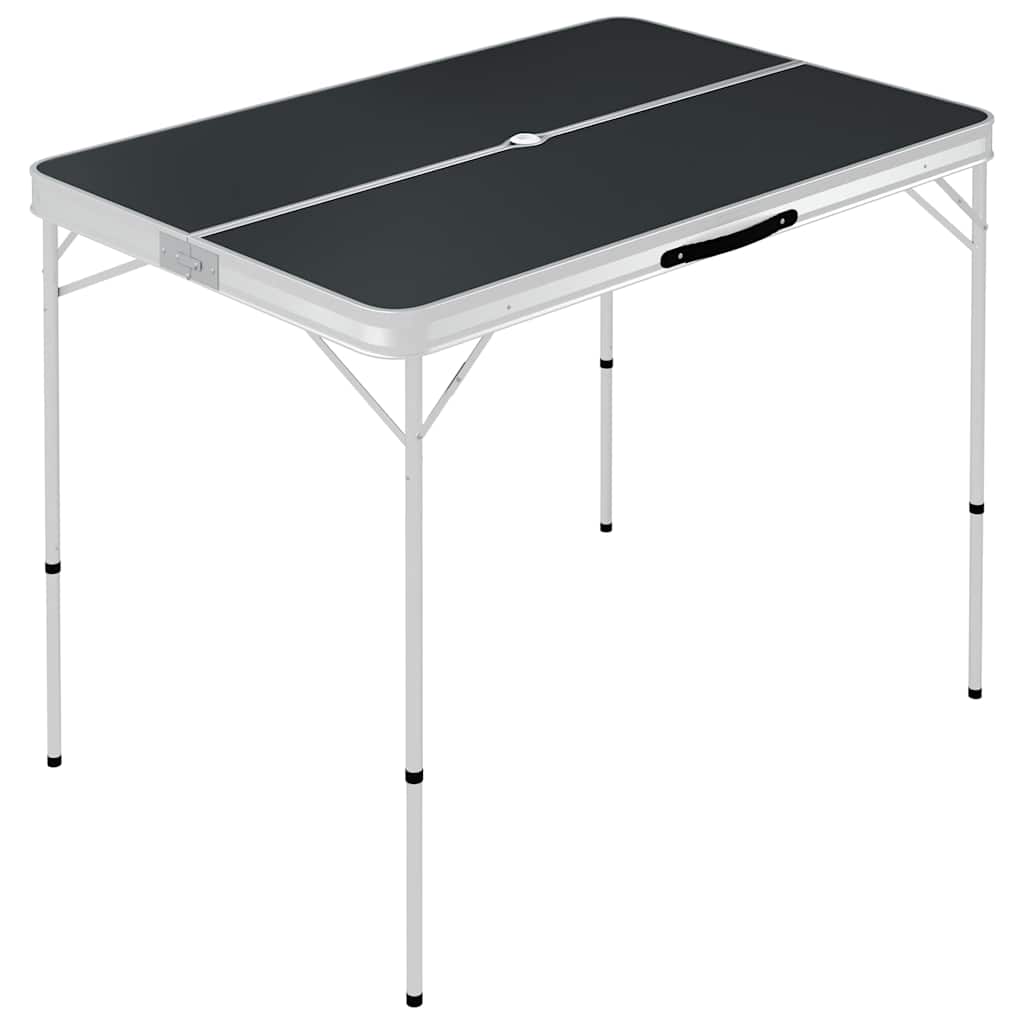 Vidaxl Camping Table zusammenklappbar mit 2 Bänken Aluminiumgrau