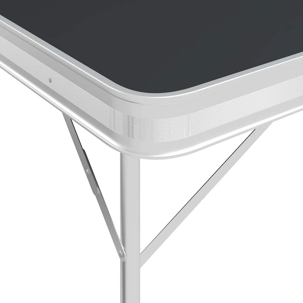 Vidaxl Camping Table zusammenklappbar mit 2 Bänken Aluminiumgrau