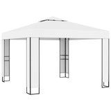 Arbor de Vidaxl con techo doble de 3x3 m de blanco