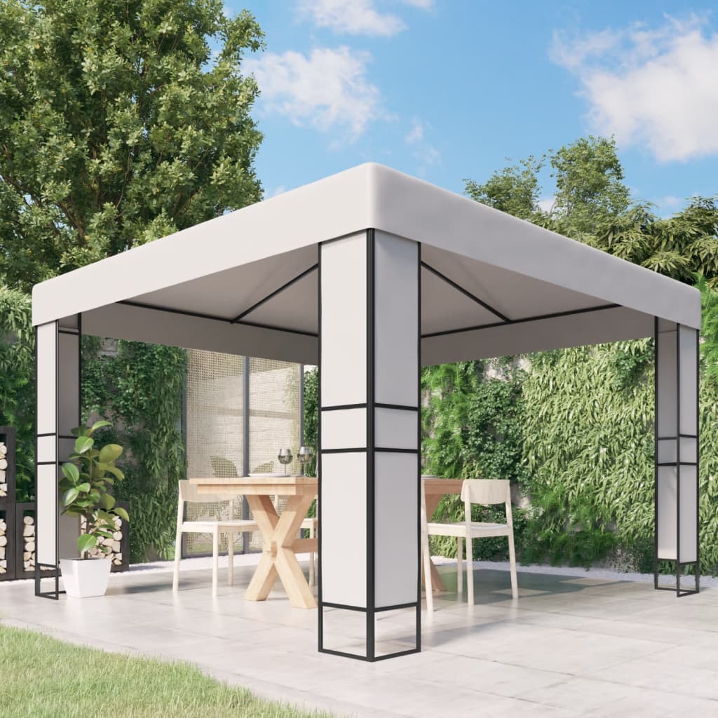 Vidaxl Arbor con doppio tetto 3x3 m bianco