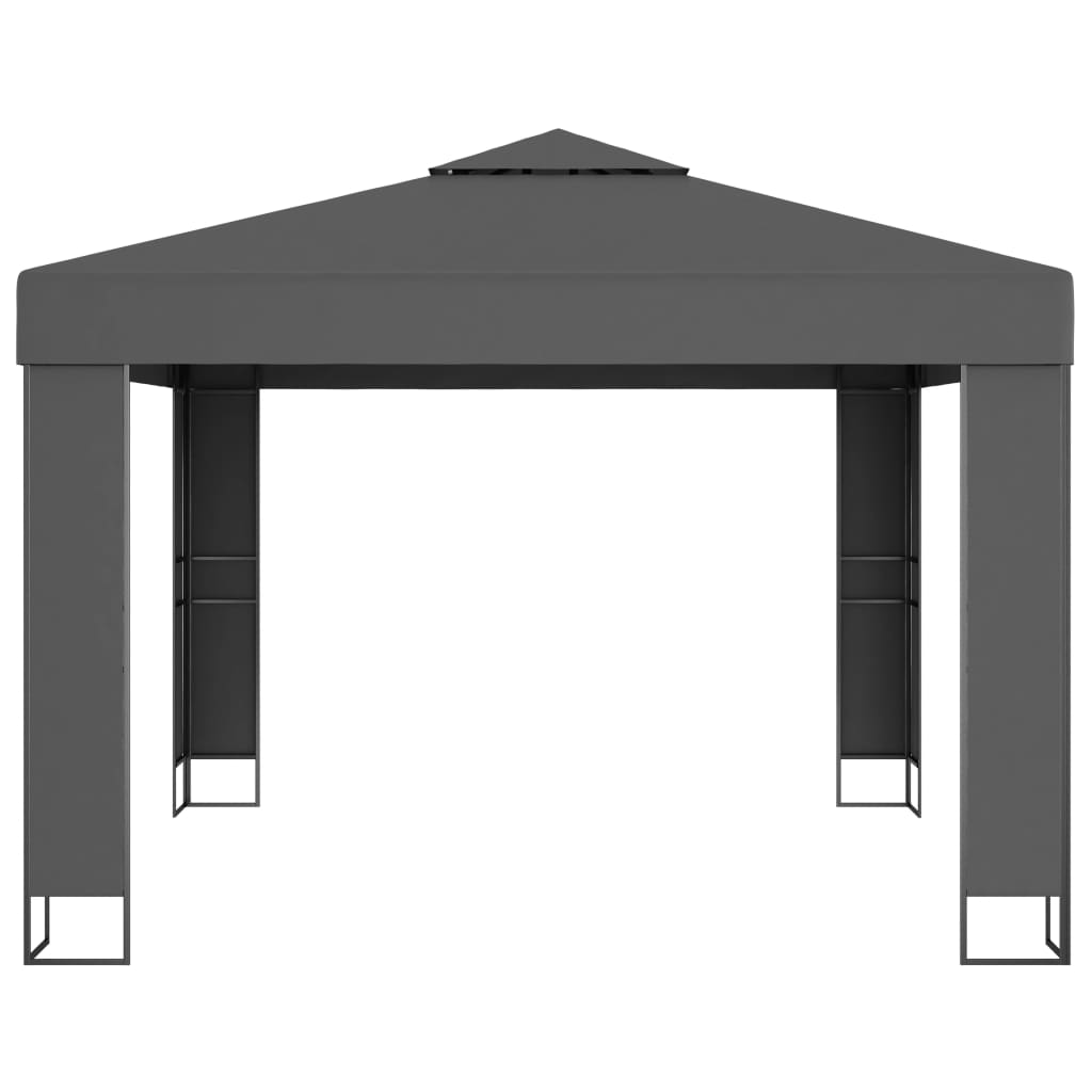 Arbor Vidaxl con techo doble 3x3 m antracita