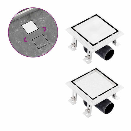 Vidaxl doucheafvoer met 2-in-1 deksels 15x15 cm roestvrij staal
