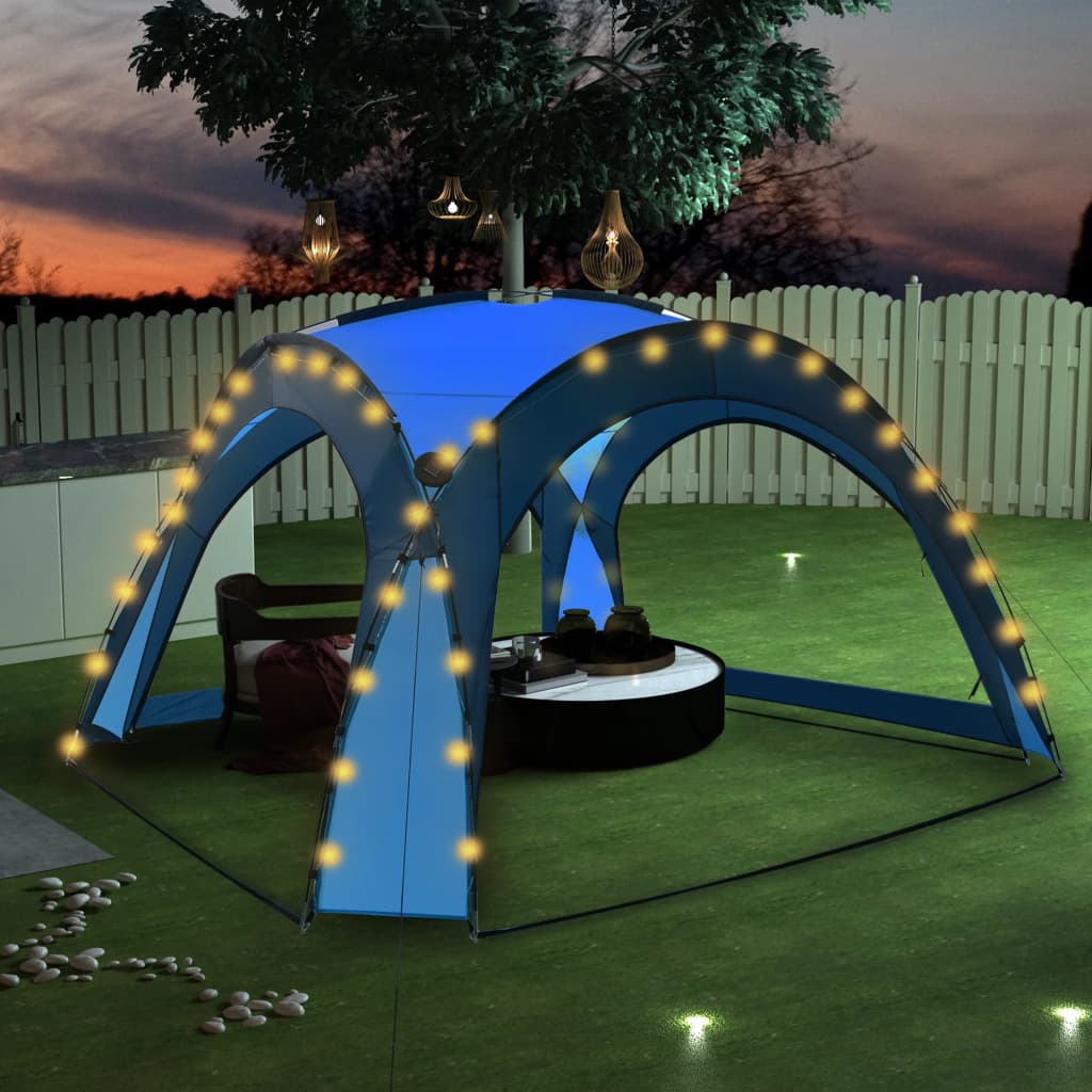 Vidaxl Party tent with LED and 4 side walls 3.6x3.6x2.3 m blue