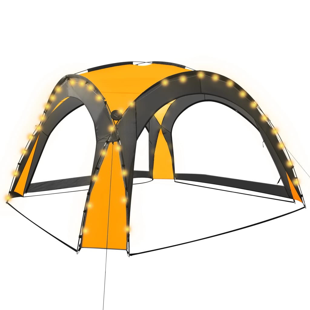 Tenda per feste Vidaxl con LED e 4 pareti laterali 3.6x3.6x2,3 m giallo