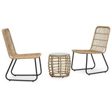 Vidaxl 3-delige bistroset poly rattan eikenkleurig