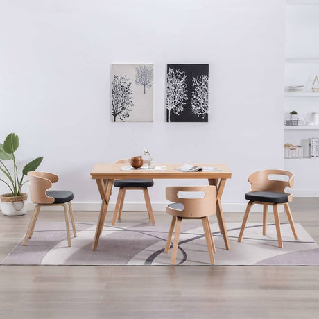 Vidaxl eetkamerstoelen 4 st gebogen hout en kunstleer zwart