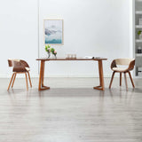 Vidaxl eetkamerstoelen 2 st gebogen hout en kunstleer crèmekleurig