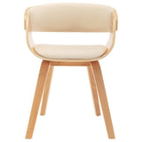 Vidaxl eetkamerstoelen 2 st gebogen hout en kunstleer crèmekleurig