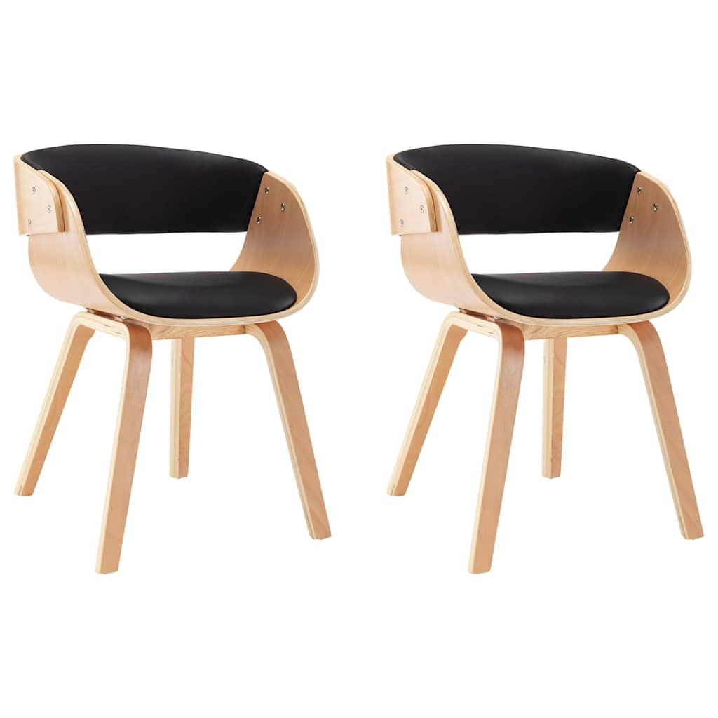 Vidaxl eetkamerstoelen 2 st gebogen hout en kunstleer