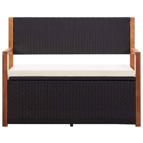 Vidaxl opbergbankje 115 cm poly rattan en massief acaciahout zwart