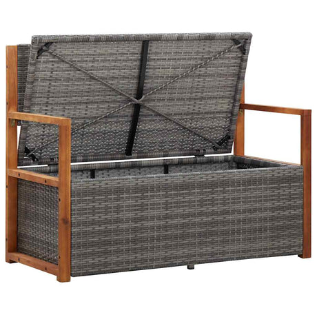 Vidaxl opbergbankje 115 cm poly rattan en massief acaciahout grijs