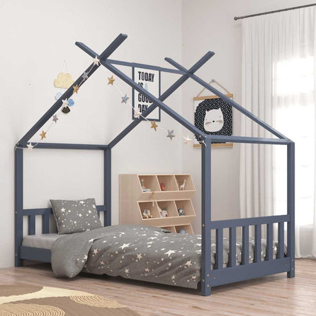 Vidaxl kinderbedframe massief grenenhout grijs 80x160 cm