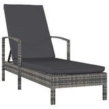 Vidaxl ligbed met armleuningen poly rattan grijs