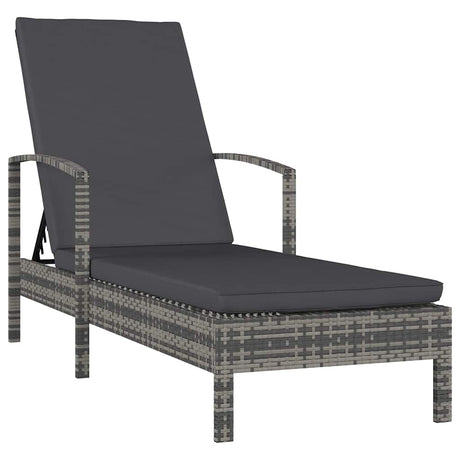 Vidaxl ligbed met armleuningen poly rattan grijs