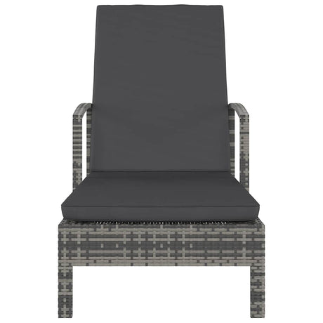 Vidaxl ligbed met armleuningen poly rattan grijs