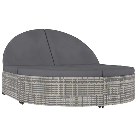 Vidaxl ligbed met kussens 2-persoons poly rattan grijs