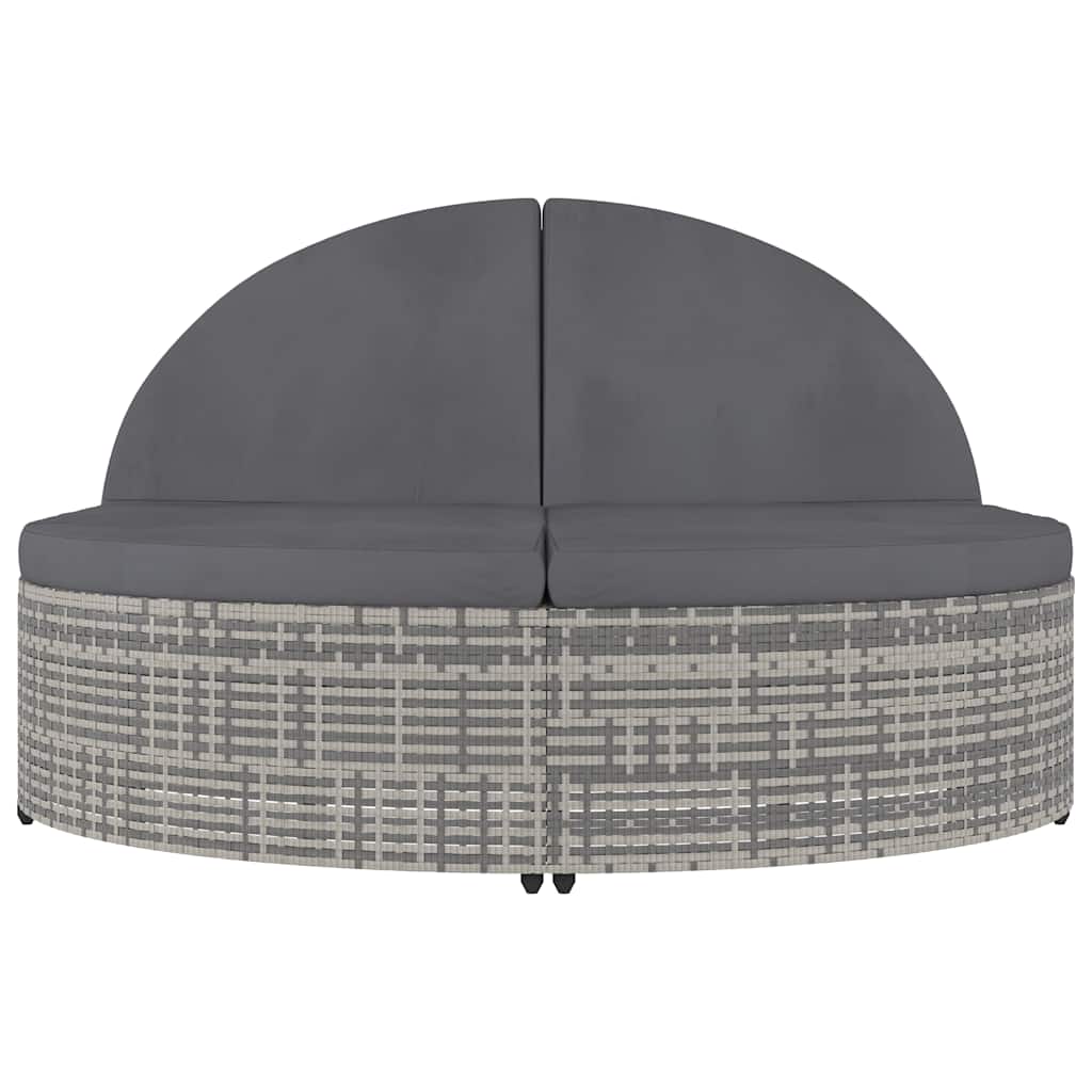 Vidaxl ligbed met kussens 2-persoons poly rattan grijs