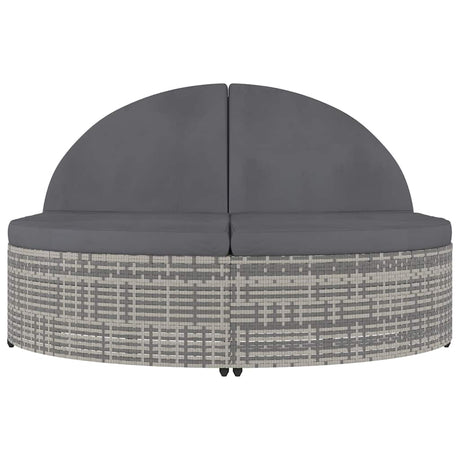 Vidaxl ligbed met kussens 2-persoons poly rattan grijs