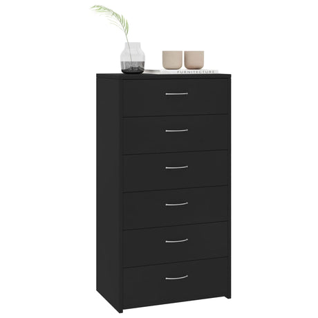 Vidaxl dressoir met 6 lades 50x34x96 cm bewerkt hout zwart