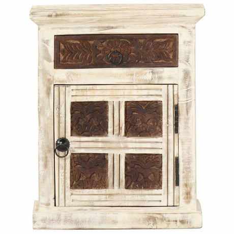 Vidaxl nachtkastje 40x30x50 cm massief mangohout wit