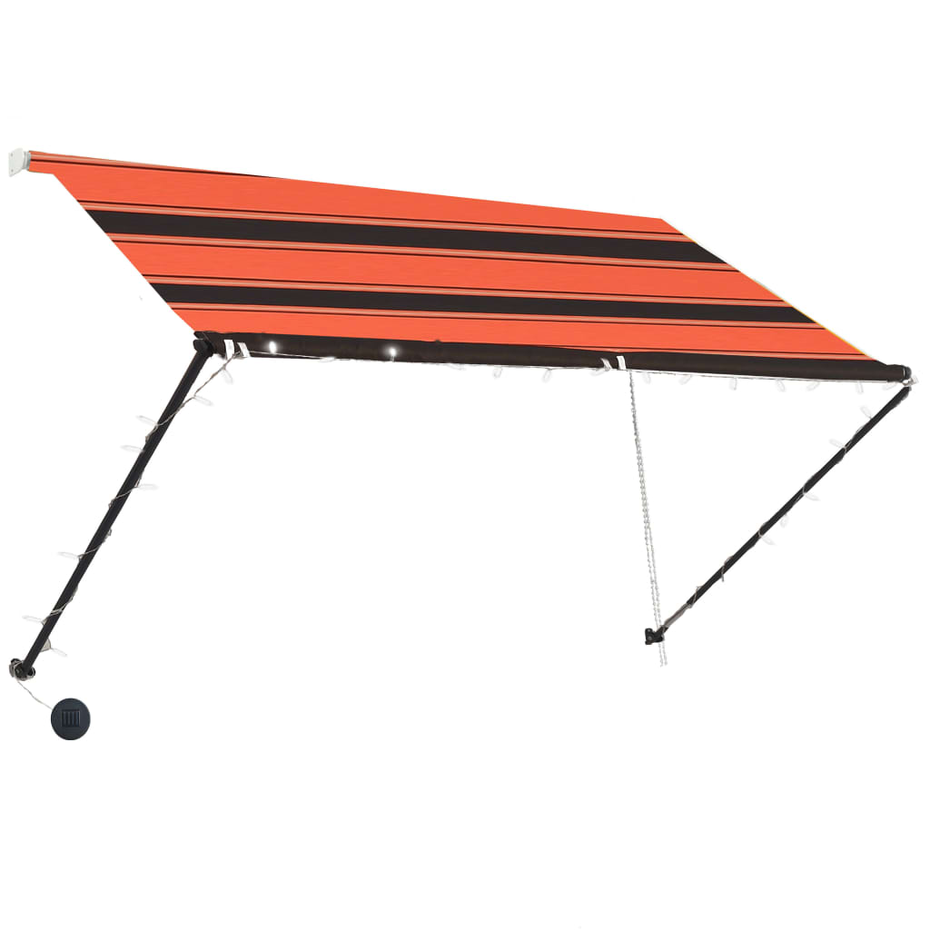 Vidaxl Luifel utdragbar med LED 250x150 cm orange och brun