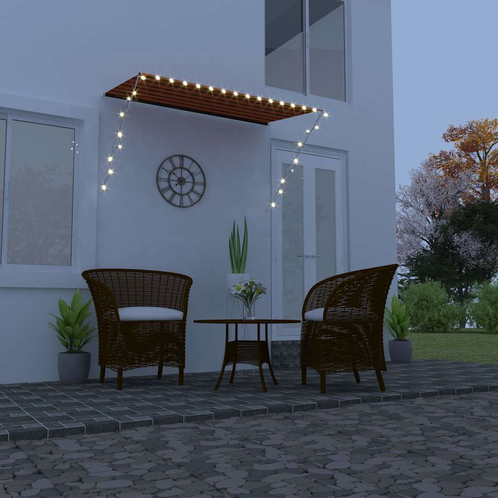 Vidaxl Luifel mit LED 250x150 cm Orange und Braun leitbar