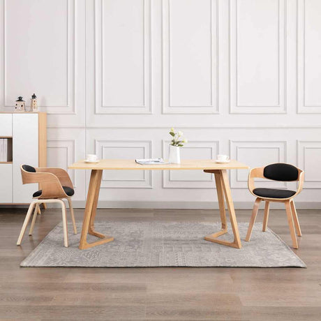 Vidaxl eetkamerstoelen 2 st gebogen hout en kunstleer