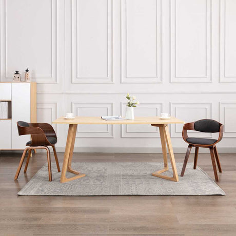 Vidaxl eetkamerstoelen 2 st gebogen hout en stof grijs