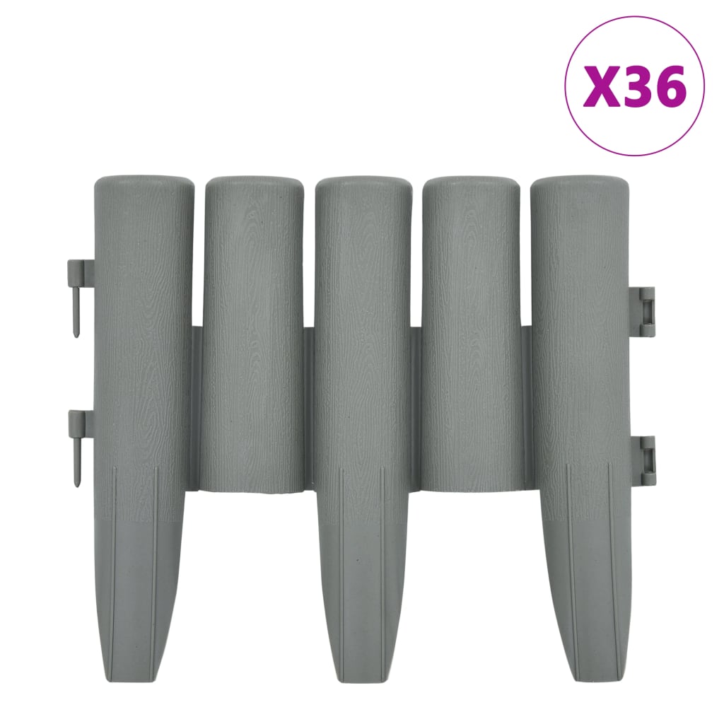 Vidaxl Gazon bordes 36 st 10 m pp gris