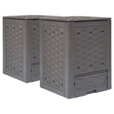 Vidaxl Compost Bins 2 PCS 600 L 60x60x83 cm Rattan de plástico marrón