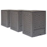 Vidaxl Compost bins 3 pcs 900 L 60x60x83 cm Plastic Rattan Brown