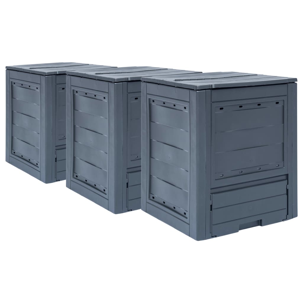 Vidaxl Compost Bins 3 PCS 780 L 60x60x73 cm Grigio