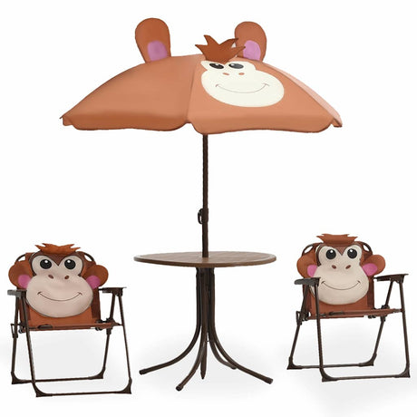 Vidaxl 3-delige bistroset voor kinderen met parasol bruin