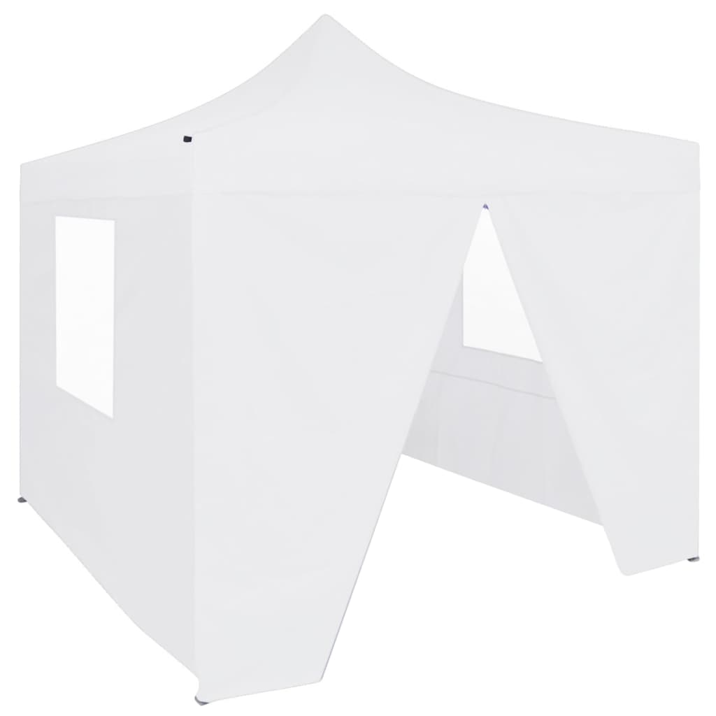 Tente de fête vidaxl avec 4 murs latéraux pliables 3x3 m blanc en acier