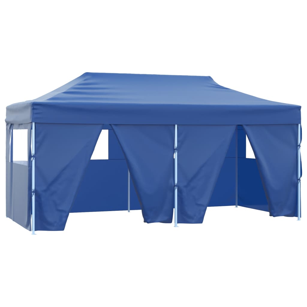 Tienda de fiesta Vidaxl con 4 paredes laterales plegables 3x6 m de acero azul