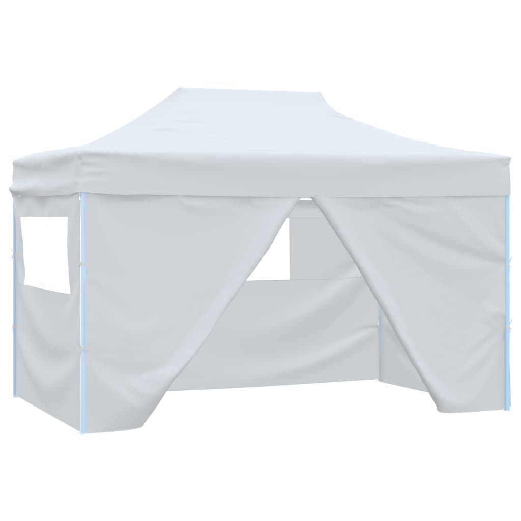 Tienda de fiesta Vidaxl con 4 paredes laterales plegables 3x4.5 m blanco