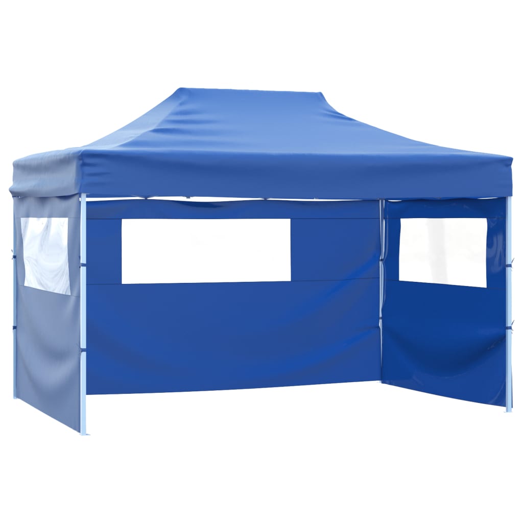 Tenda da festa Vidaxl con 3 pareti laterali pieghevoli 3x4 m in acciaio blu