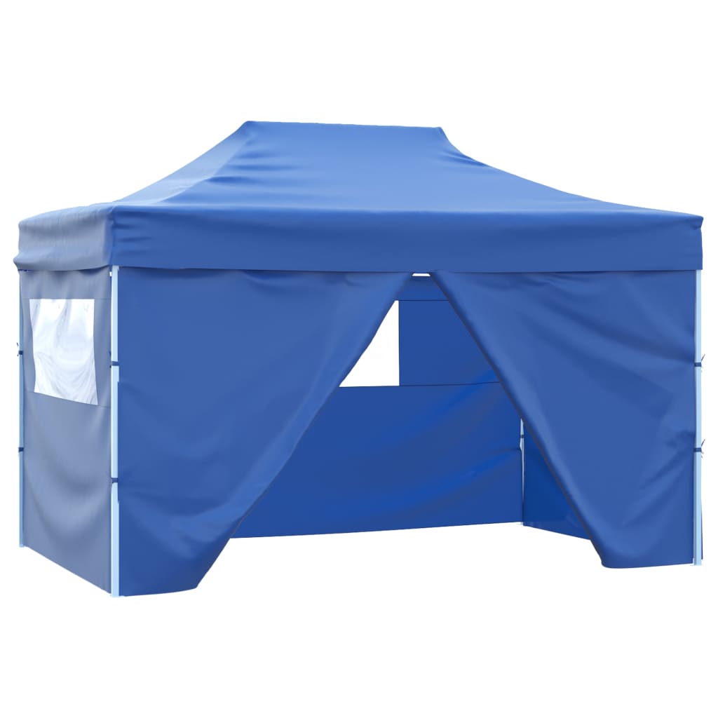 Tenda da festa Vidaxl con 4 pareti laterali pieghevoli 3x4 m in acciaio blu