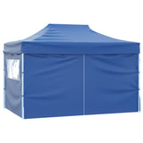 Vidaxl Party tent with 4 side walls foldable 3x4 m steel blue