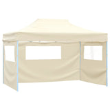 Vidaxl Party tent with 3 side walls foldable 3x4 m steel cream